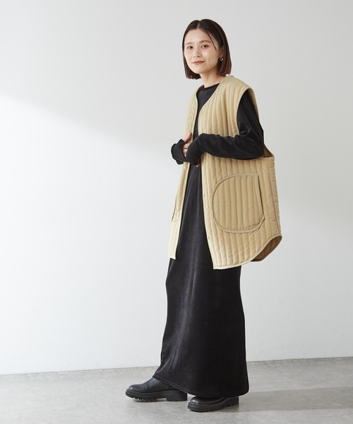 「Omekashi」 「earthy_」長袖ワンピース S ベージュ レディース_画像6