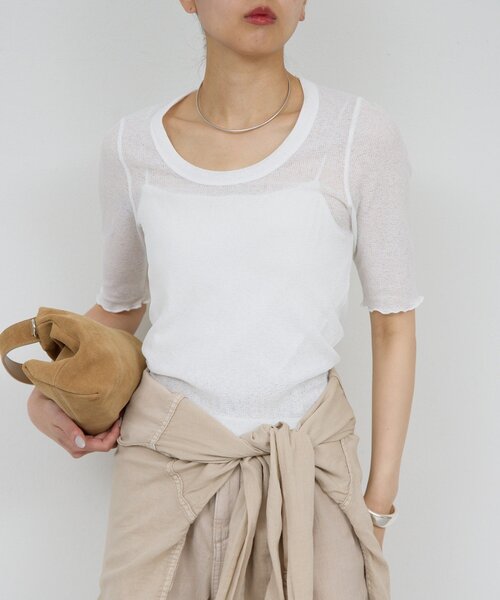 tシャツ 「La nature linge」シアーワッフルTee レディースの画像