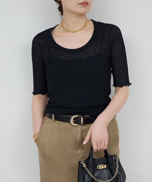tシャツ 「La nature linge」シアーワッフルTee レディースの画像