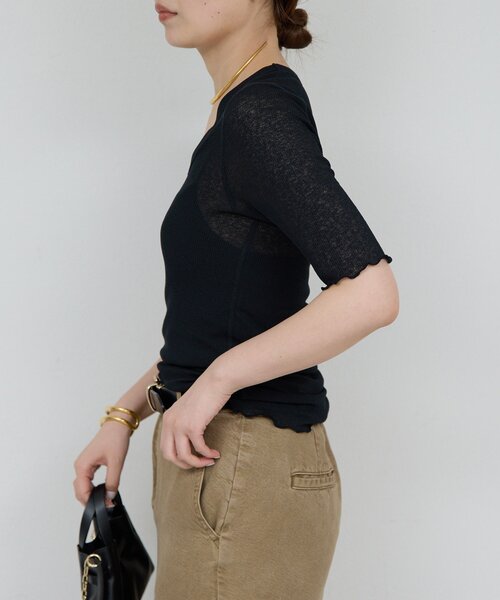 tシャツ 「La nature linge」シアーワッフルTee レディースの画像