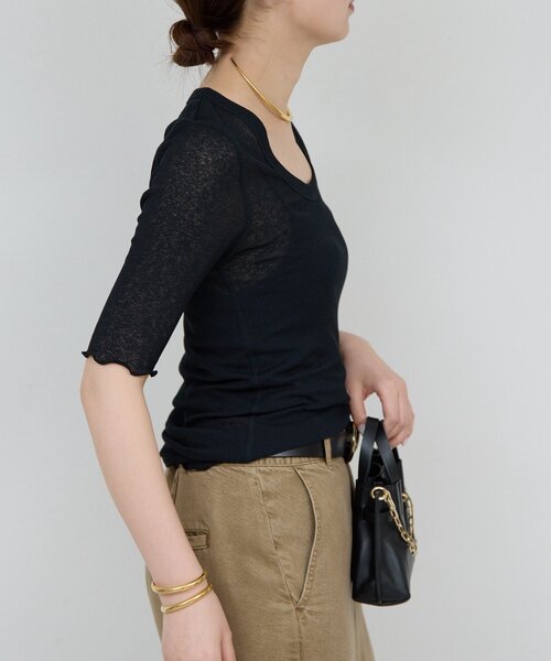 tシャツ 「La nature linge」シアーワッフルTee レディースの画像