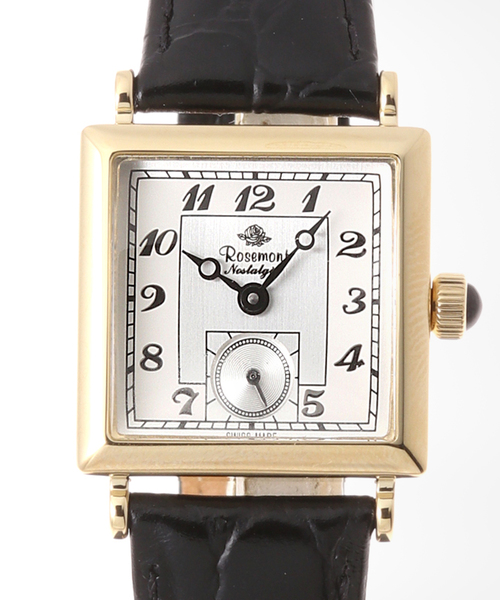 Rosemont ゴールド アナログ 手巻き時計 HIROB（ヒロブ） 腕時計 Rosemont N011-YTA BBK Yellow gold