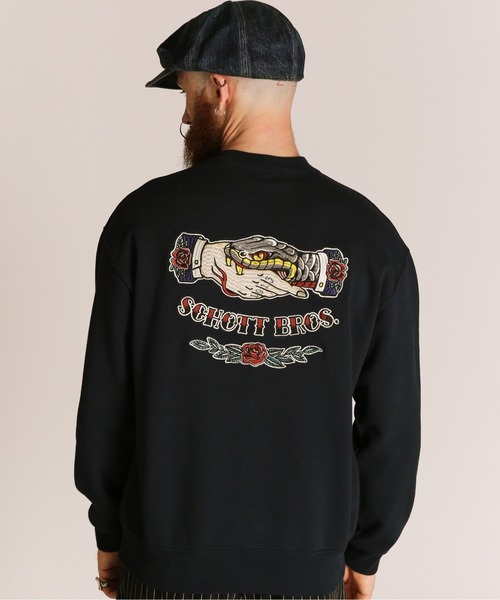 「Schott」 スウェットカットソー L ネイビー メンズ_画像6