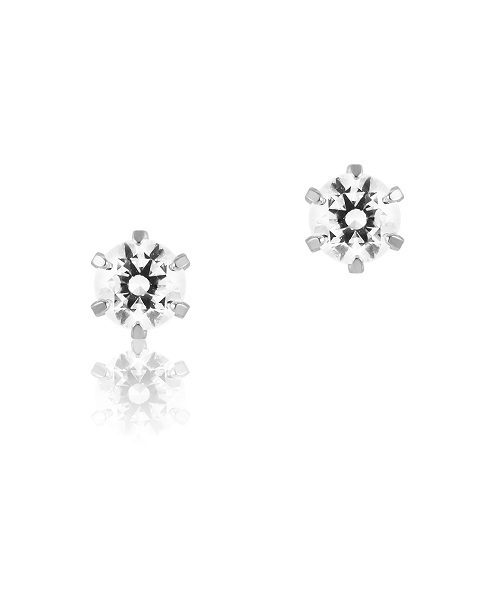 ピアス K10ホワイトゴールド 一粒 ピアス レディースの画像