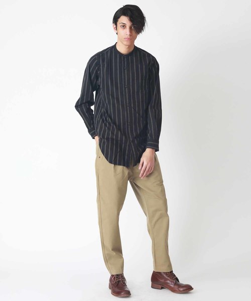 Johnbull Private labo シャツ ストライプスタンドカラーシャツ