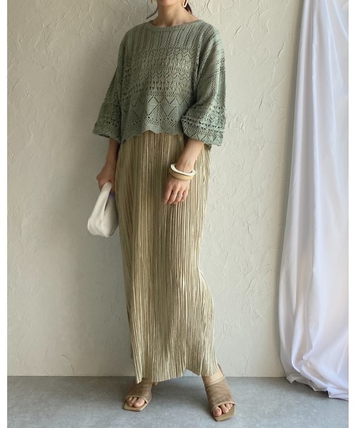 She's Closet ニット セーター リネンタッチ透かし編み