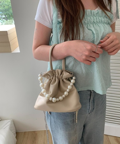 cream creme トートバッグ パールバケットバッグ レディース