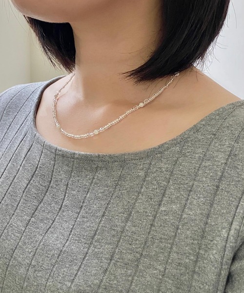 LES CLEIAS*パールビーズ クラリッサスチールネックレス*送料込* パール Les Cleias(レ クレアス) ネックレス・ペンダント