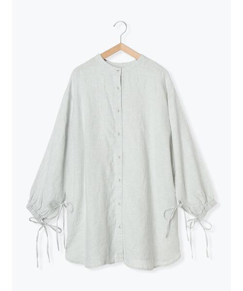 登場! Samansa Mos2 チュニック 「WaterlessLinen」前後着リボン トップス