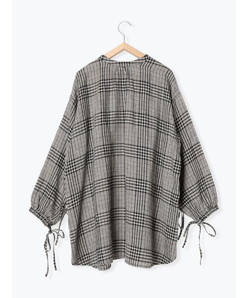 Samansa Mos2 チュニック 「WaterlessLinen」前後着リボン