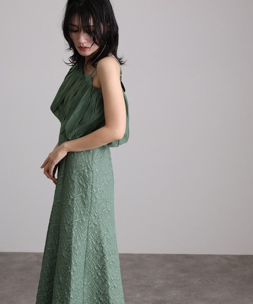 atlo 結婚式ドレス 低身長用サイズあり】ミモレ丈&ノースリーブフォーマル同窓会