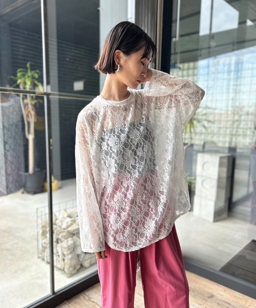 Kotoe tシャツ ビッグシルエット フラワーレーストップス