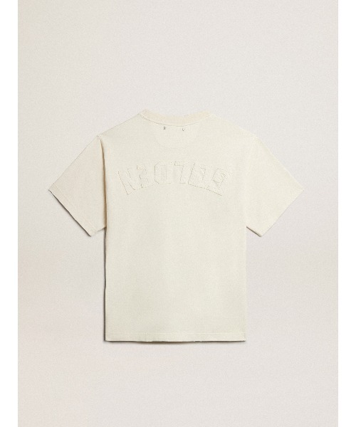 tシャツ Tシャツ（ユーズドホワイト） バックに逆さまのロゴ - Asian fit メンズ レディース