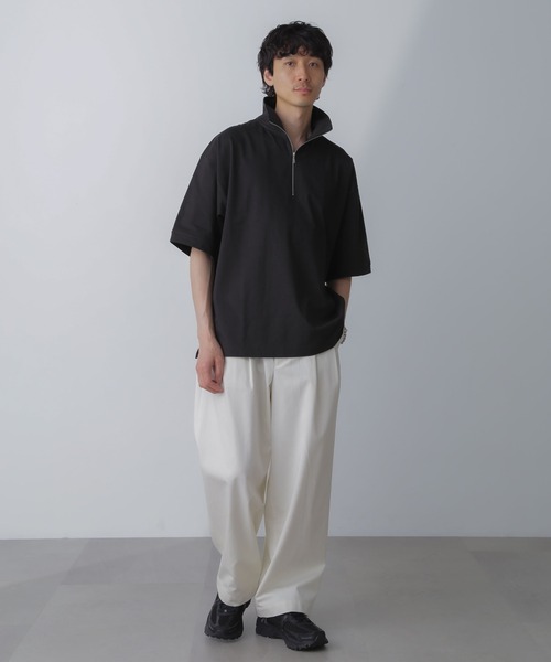 NANO universe tシャツ HALF ZIP ワイドシルエット Tシャツ 半袖