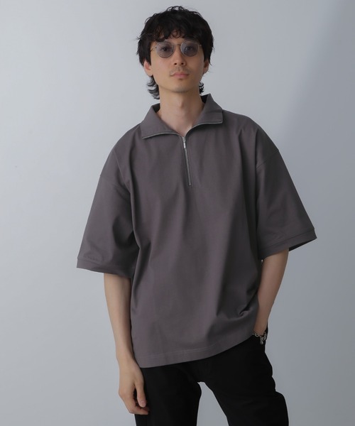 tシャツ Tシャツ メンズ HALF ZIP ワイドシルエット Tシャツ 半袖｜zozo｜20