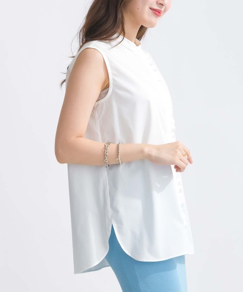 PICCIN PERLA ブラウス シャツ 前立てフリル付きノースリーブブラウス