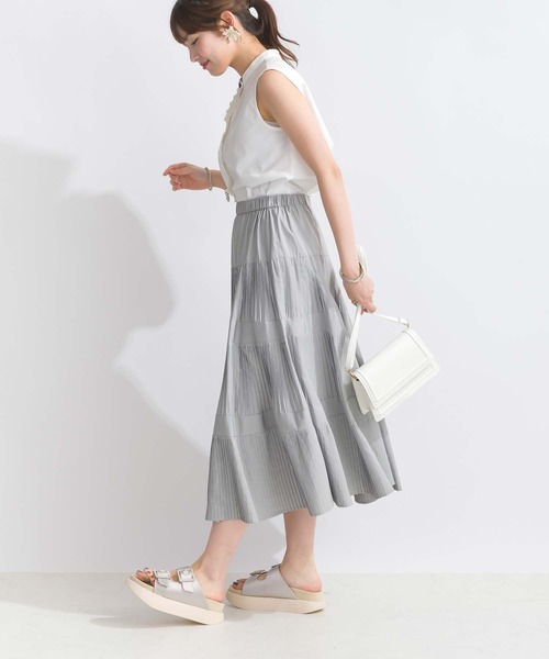 PICCIN PERLA ブラウス シャツ 前立てフリル付きノースリーブブラウス