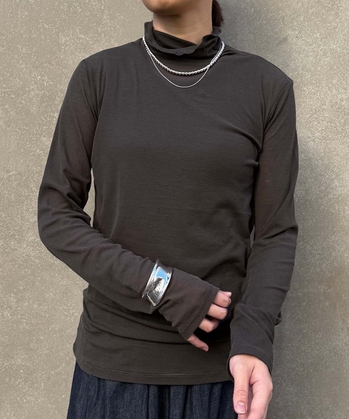 Munich tシャツ シアーストレッチリブタートルネックプル