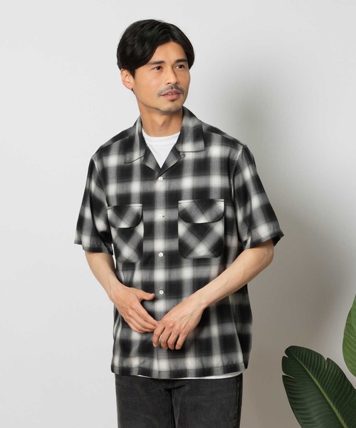 BACK NUMBER シャツ 「BACK NUMBER」開襟オンブレ半袖シャツ