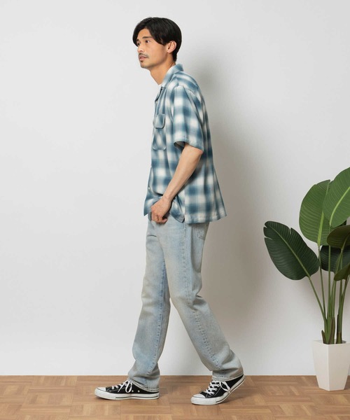 BACK NUMBER シャツ 「BACK NUMBER」開襟オンブレ半袖シャツ メンズ