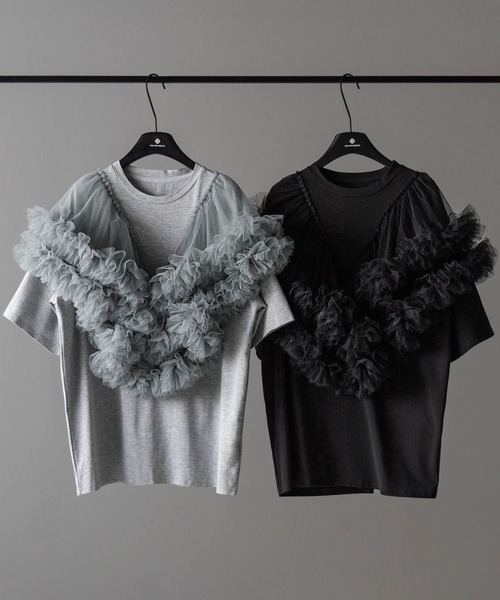 トップス i_am volume tulle blouse I_am（アイアム）の「volume tulle gather blouse / ボリューム