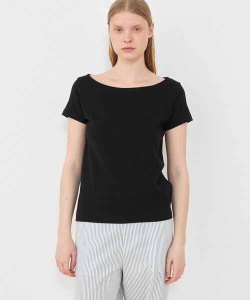 tシャツ ソフトジャージーリブ ハーフスリーブカットソー レディース GALERIE VIE tシャツ ソフトジャージーリブ ハーフスリーブ