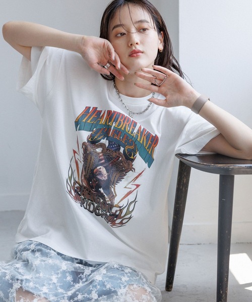 RAGEBLUE tシャツ Tシャツ ヴィンテージライク/ルーズロックTシャツ 