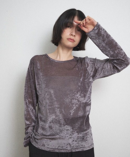 Shelly island（シェリーアイランド） tシャツ シアーベロアクルー