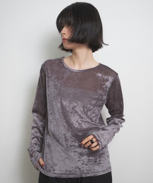 Shelly island（シェリーアイランド） tシャツ シアーベロアクルー