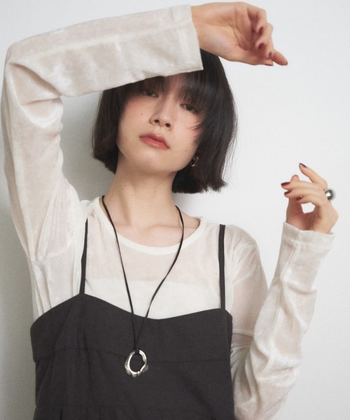 Shelly island（シェリーアイランド） tシャツ シアーベロアクルー