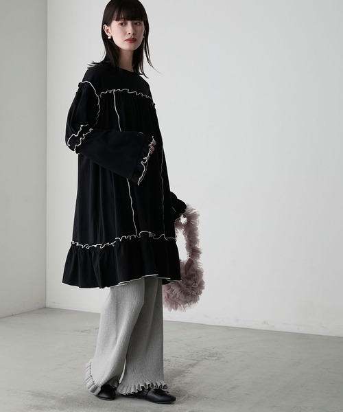 forksy. tシャツ 「forksy.」フレアスリーブフリルメローオーバー  