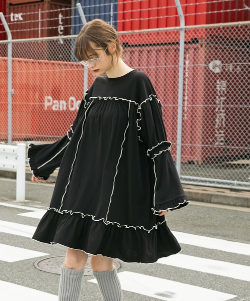 forksy. tシャツ 「forksy.」フレアスリーブフリルメロー
