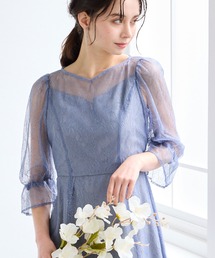 【ビジューベルト付き】グリッターレースドレス Aimer エメ ビジューベルト付き】グリッターレースドレス Aimer エメ