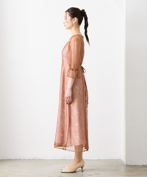 【ビジューベルト付き】グリッターレースドレス Aimer エメ ビジューベルト付き】グリッターレースドレス Aimer エメ ビジュー