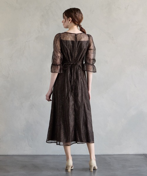 AIMER（エメ） ドレス グリッターレース袖付きフィット＆フレア