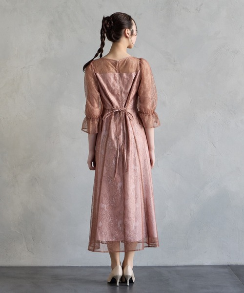 AIMER（エメ） ドレス グリッターレース袖付きフィット＆フレア