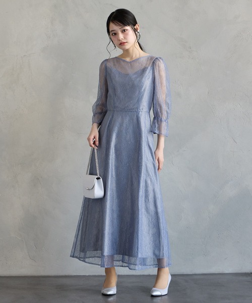 AIMER(エメ) ドレス グリッターレース袖付きフィット&フレア AIMER(エメ) ドレス グリッターレース袖付きフィット&フレア
