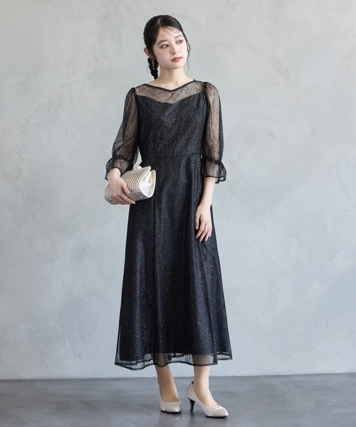 新品・未使用　AIMER パーティードレス AIMER（エメ） パーティードレス ドレス グリッターレース袖付き