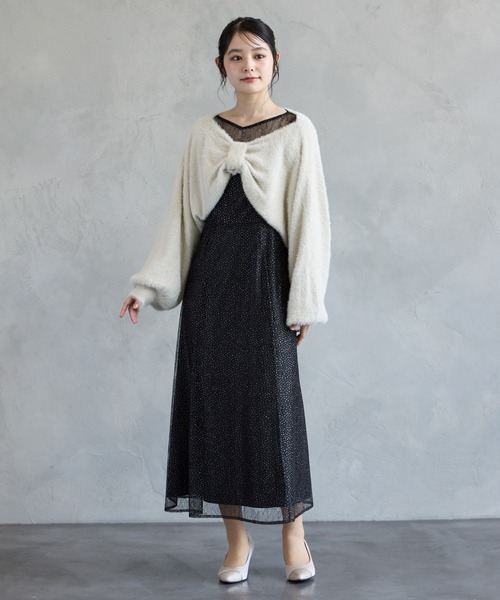 AIMER（エメ） パーティードレス ドレス グリッターレース袖付き