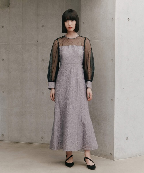 kaene ドレス エンボスフラワードットミックスドレス : ZOZOTOWN
