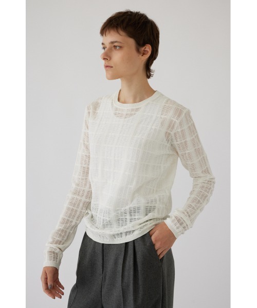 RIM.ARK サマーニット ニット セーター Sheer check knit tops シアー