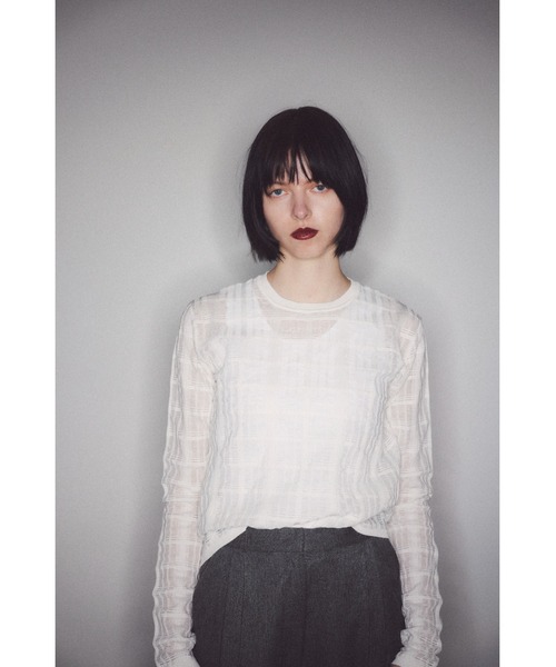 RIM.ARK サマーニット ニット セーター Sheer check knit tops シアー