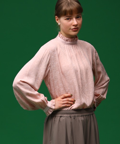 ブラウス シャツ 「KELEN / ケレン」 フラワージャガードフリルデザインブラウス FEW JACQUARD レディース