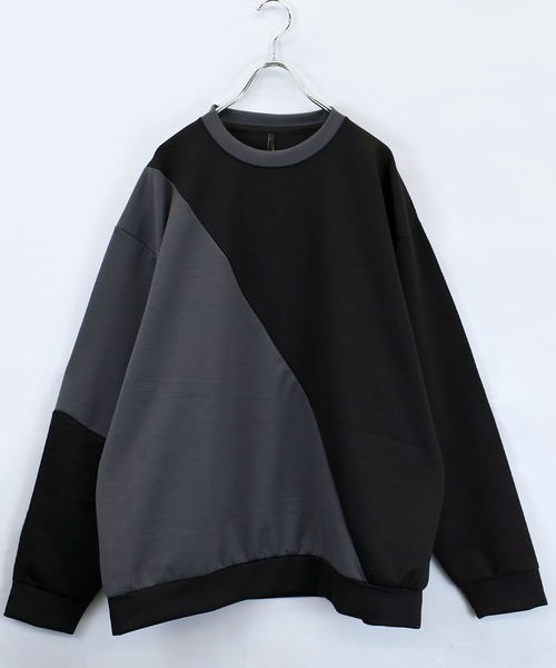 おしゃれスタ トレーナー スウェット cardboard knit switching crew