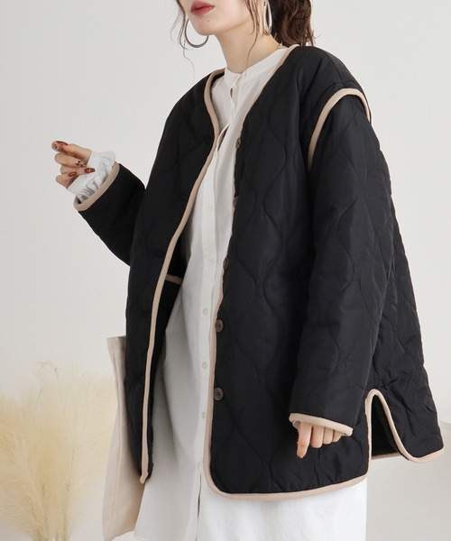 atONE ブルゾン アウター つけ袖3Wayキルティングブルゾン