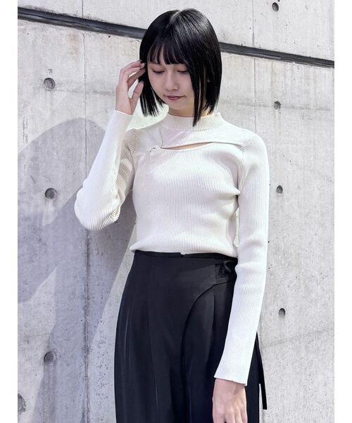 MURUA ムルーア トップス ニット ホワイト MURUA（ムルーア） ニット セーター テレコドッキングトップス
