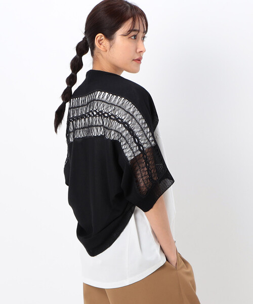 カーディガン 紙ニット ヘアピンレース編みボレロ レディース