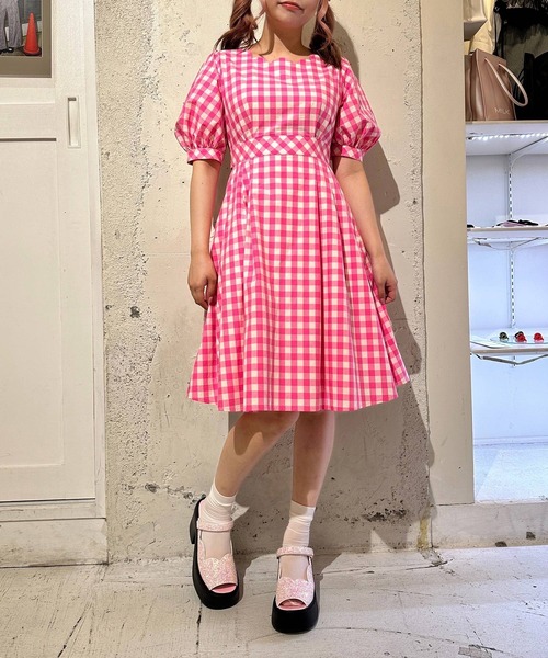 MILK（ミルク） ワンピース 半袖 ギンガムスカラップ ワンピース