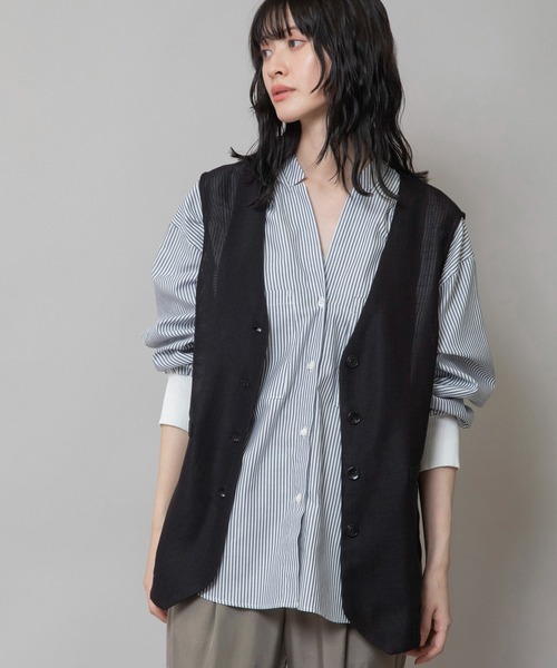 ベスト ジレ 「吸水性」「速乾性」「防シワ性」リネンライクジレ レディース Munich ベスト ジレ 「吸水性」「速乾性」「防シワ性」リネン