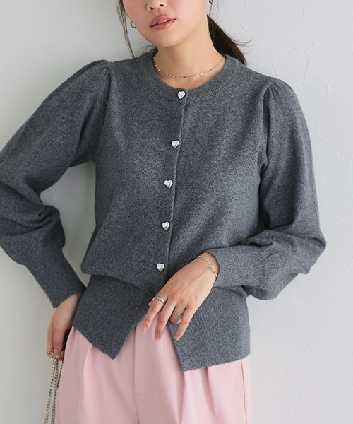 Pierrot（ピエロ） カーディガン ハートボタンニットカーディガン